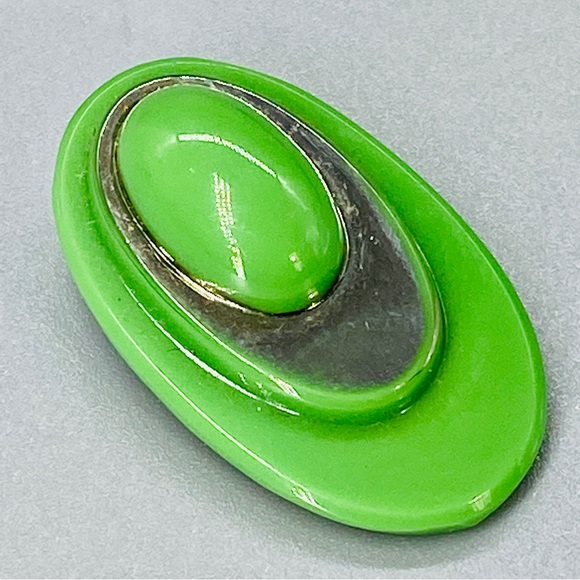 Vintage Art Deco Poured Glass Dress Clip Pin - Picture 12 of 15